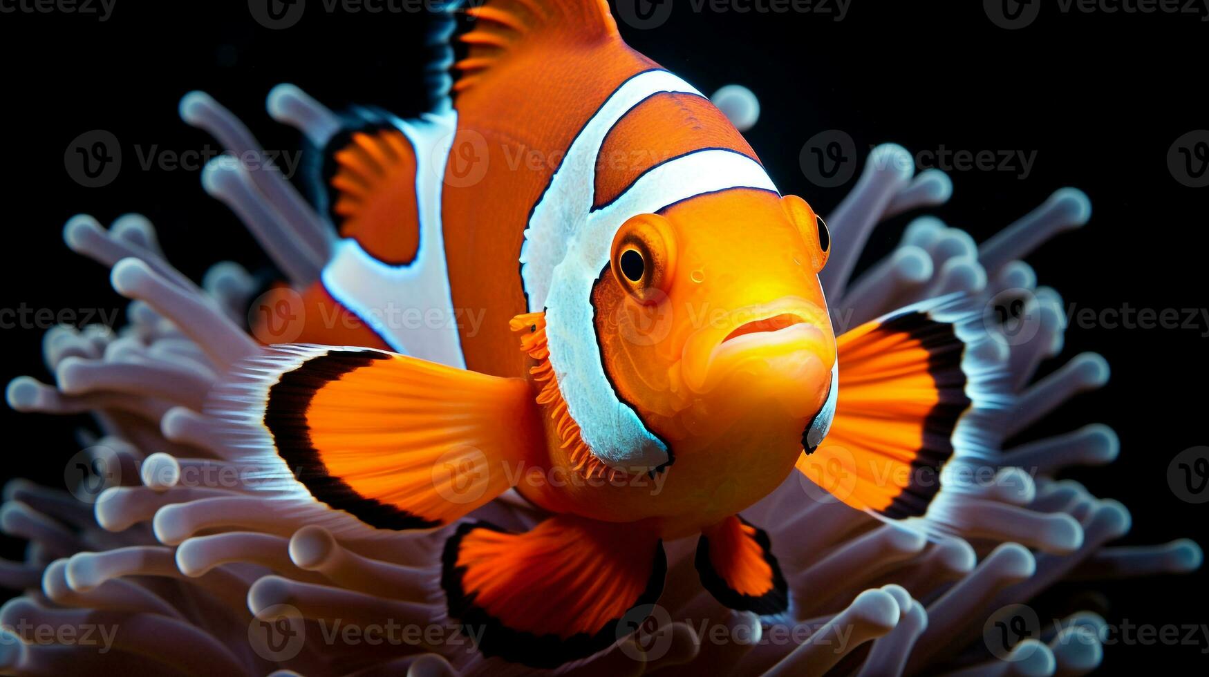 dieren in het wild fotografie van foto van clown vis. generatief ai