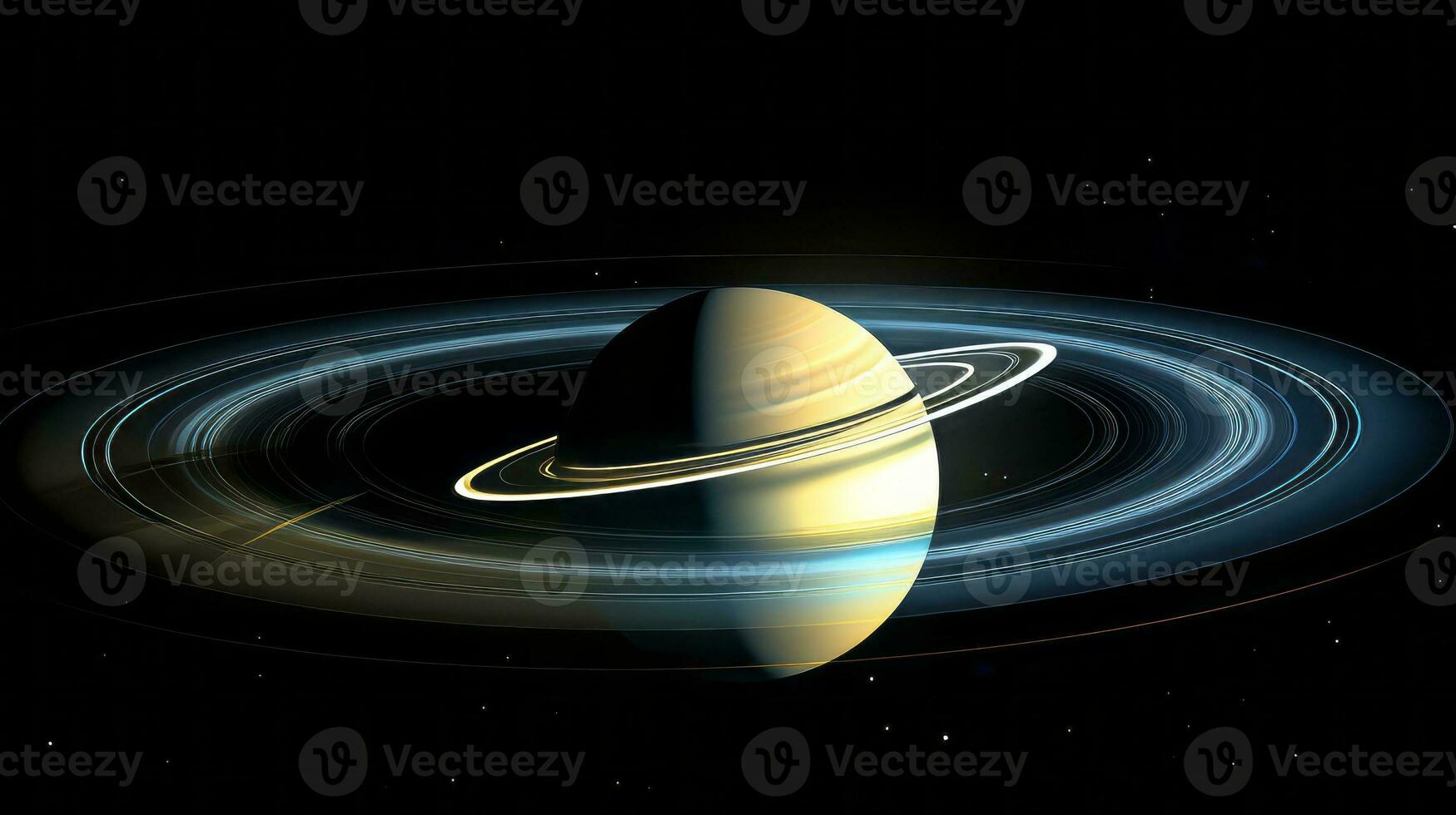 Saturnus en haar ringen zijn getoond in deze artiest weergave. generatief ai foto