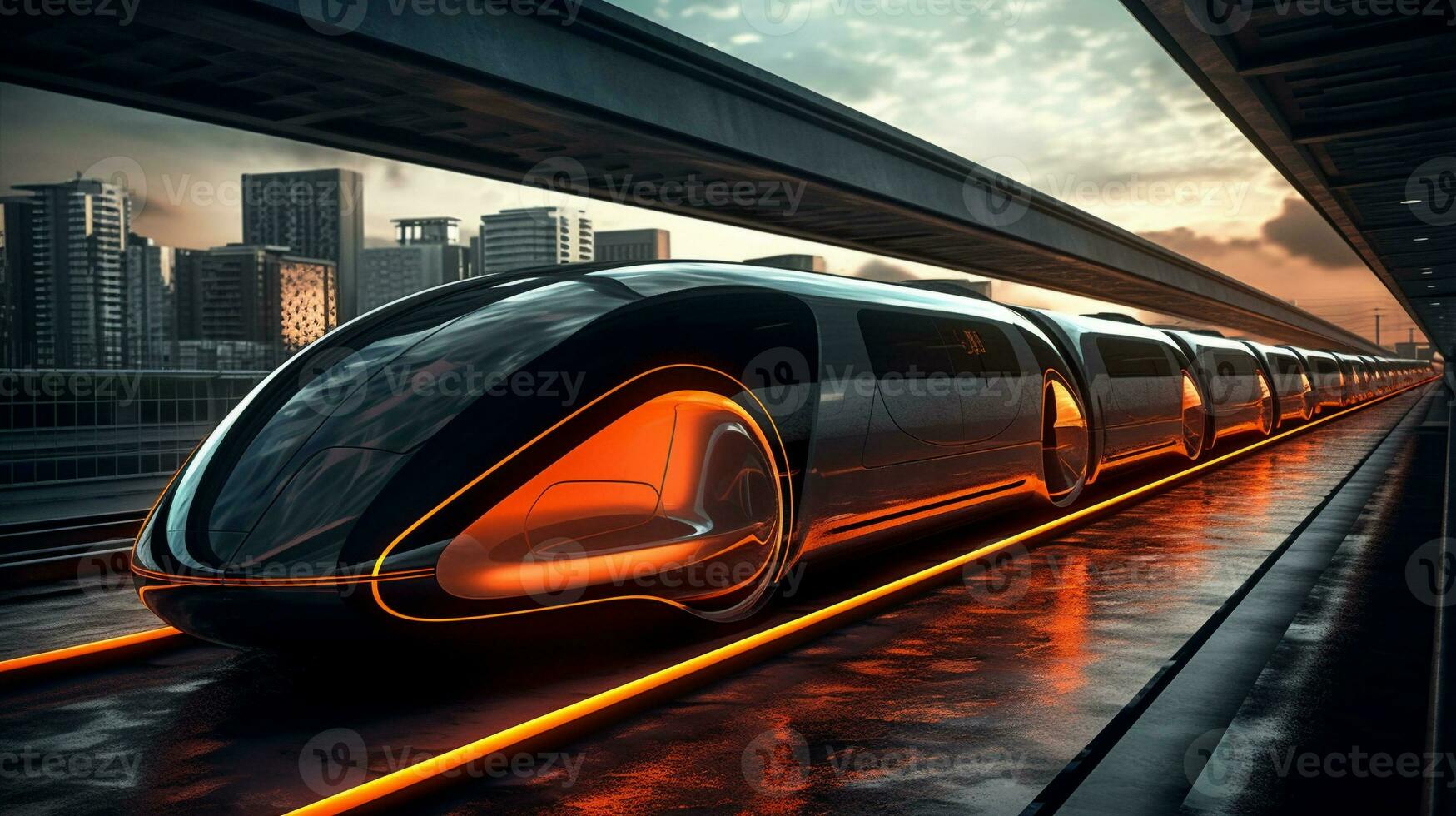 generatief ai, reis naar morgen, futuristische vervoer foto