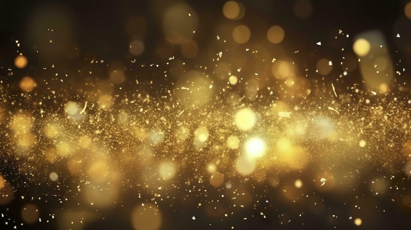 abstract luxe goud achtergrond met goud deeltjes. schitteren wijnoogst lichten achtergrond. Kerstmis gouden licht schijnen deeltjes bokeh Aan donker achtergrond. goud folie textuur. vakantie. ai generatief foto