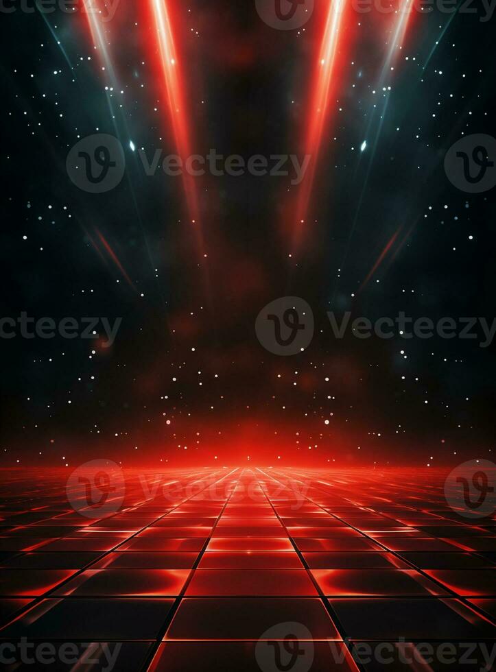 ai generatief backdrop met verlichting van rood schijnwerpers voor flyers realistisch beeld ultra hd hoog ontwerp foto