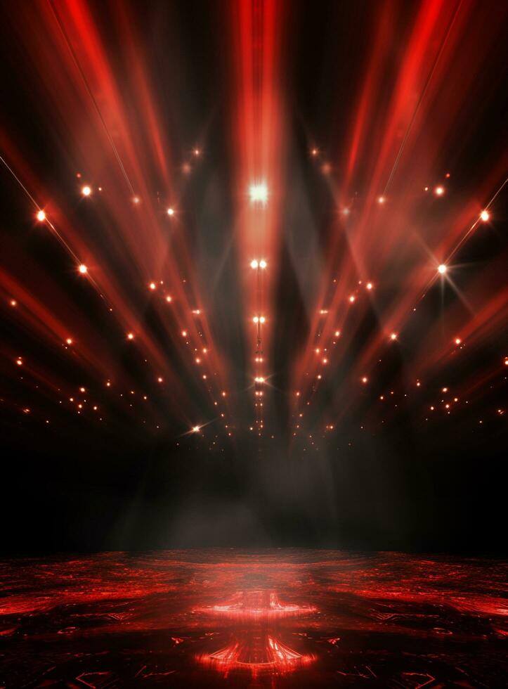 ai generatief backdrop met verlichting van rood schijnwerpers voor flyers realistisch beeld ultra hd hoog ontwerp foto