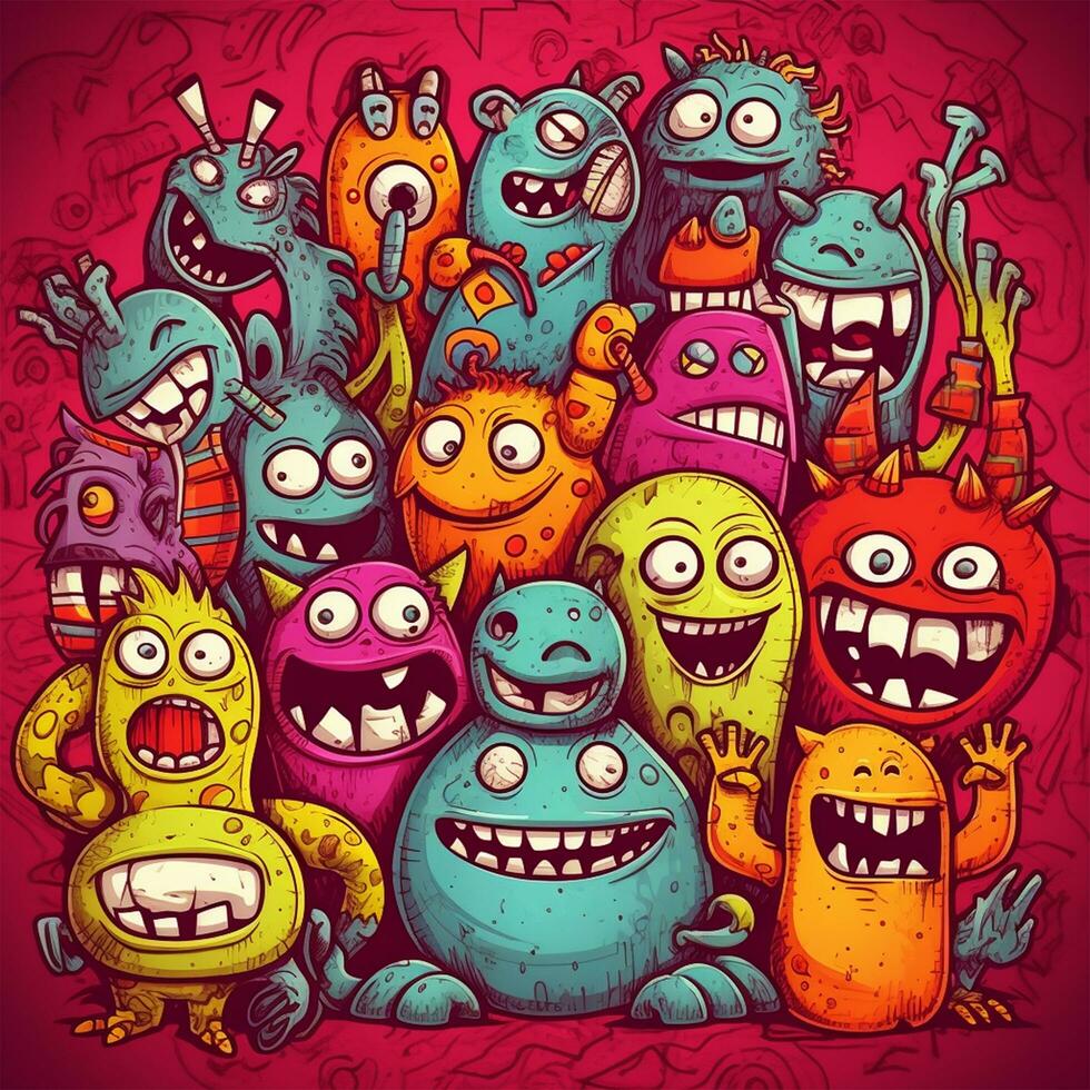 grappig monsters tekening illustratie foto