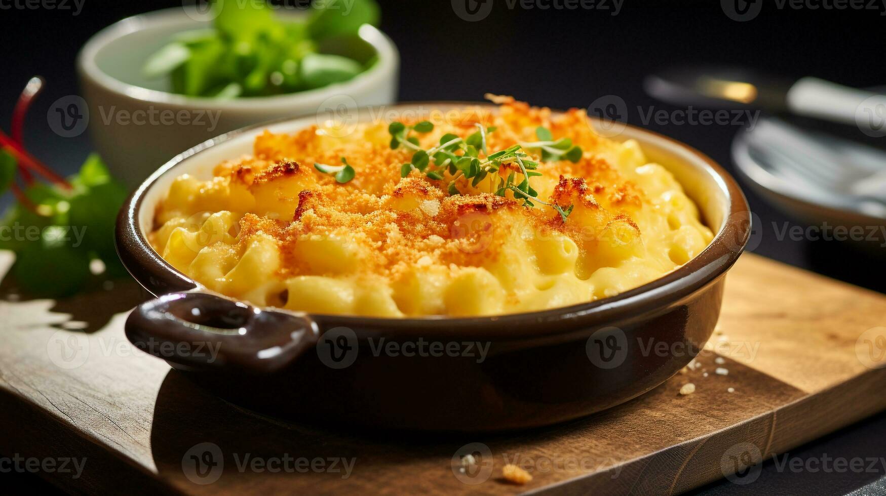 foto van gebakken macaroni en kaas net zo een schotel in een hoogwaardig restaurant. generatief ai