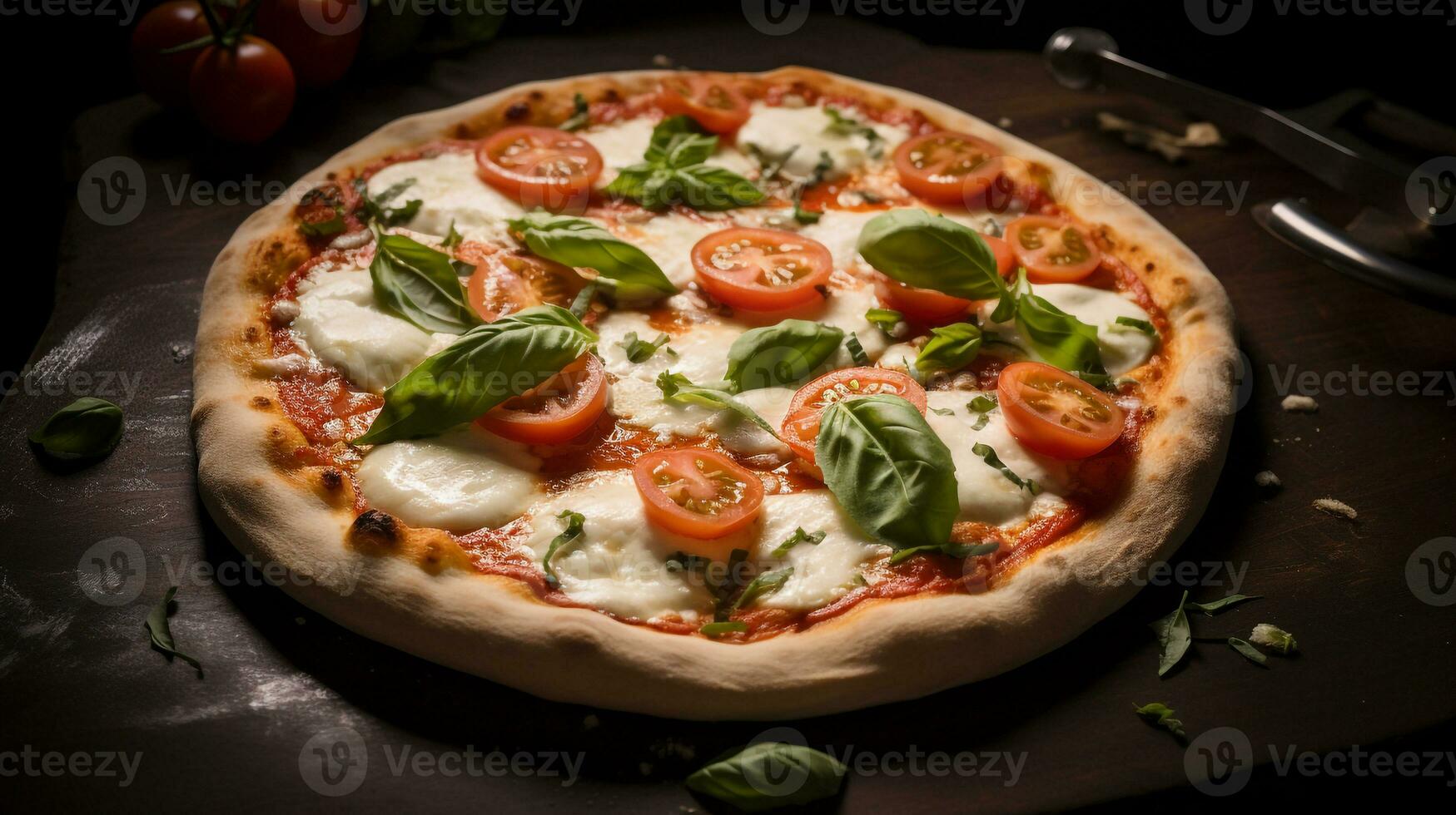 foto van margherita pizza net zo een schotel in een hoogwaardig restaurant. generatief ai