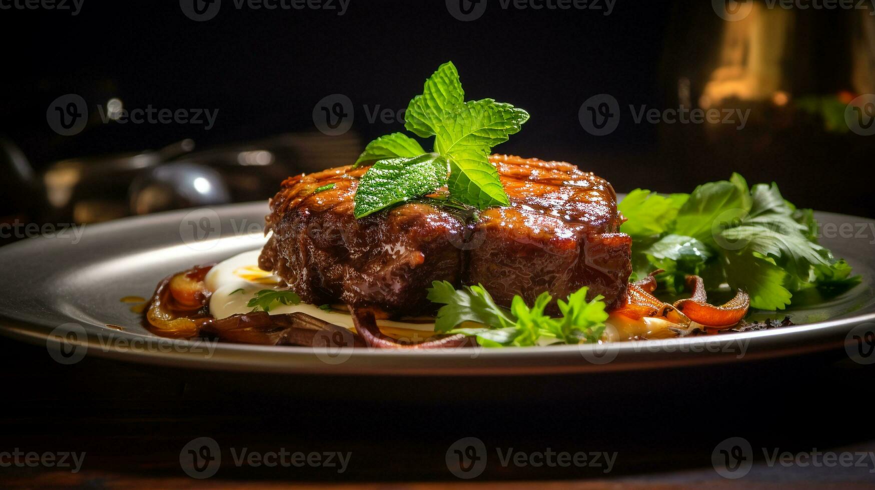 foto van maqluba net zo een schotel in een hoogwaardig restaurant. generatief ai