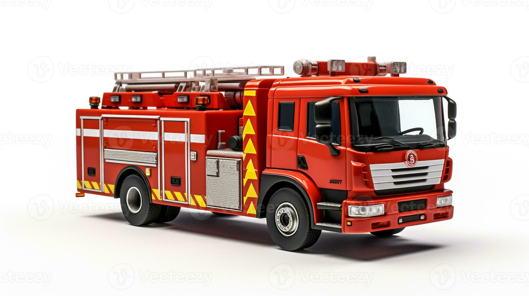 weergeven een 3d miniatuur brandweerwagen. generatief ai foto