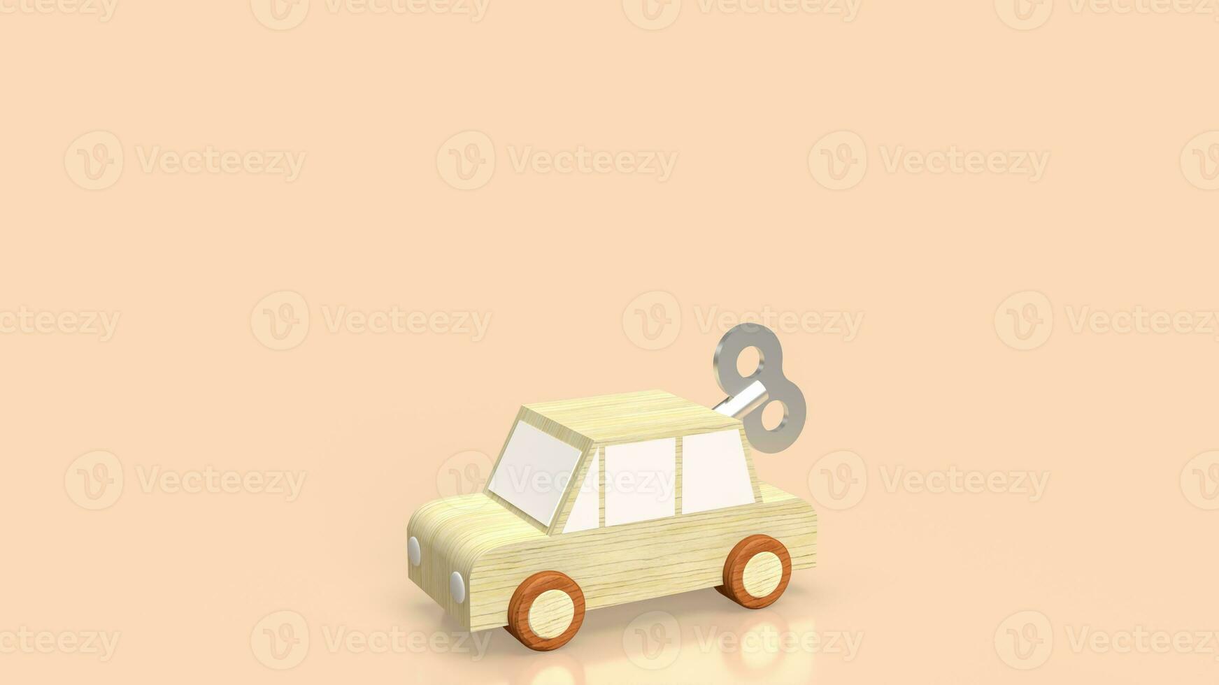 de auto hout speelgoed- met wind omhoog voor onderhoud concept 3d renderen foto