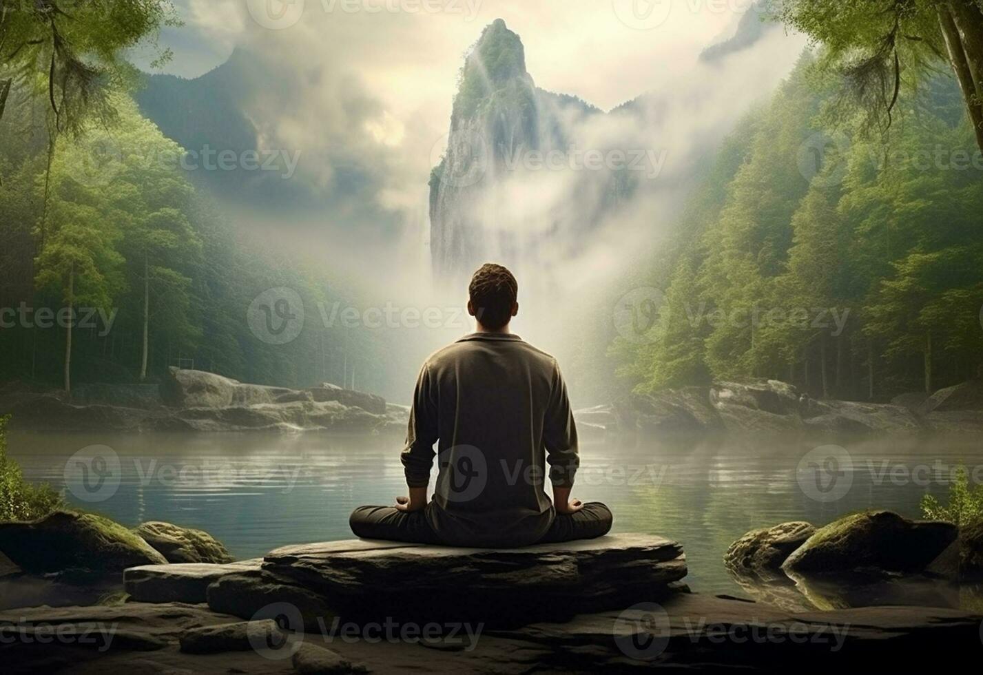 ai generatief foto van een Mens beoefenen opmerkzaamheid en meditatie in een vredig natuurlijk milieu Sony a7s realistisch afbeelding, ultra hd, hoog ontwerp heel gedetailleerd