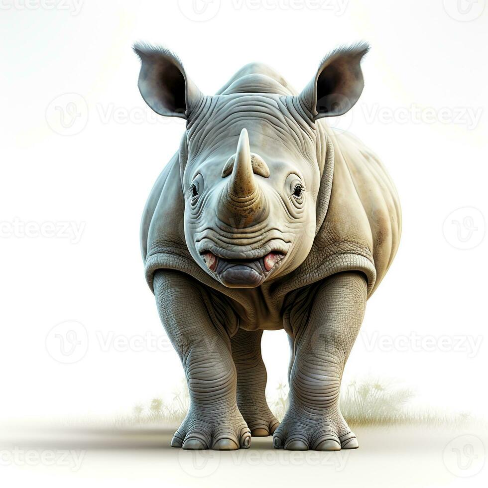 3d tekenfilm schattig neushoorn ai foto