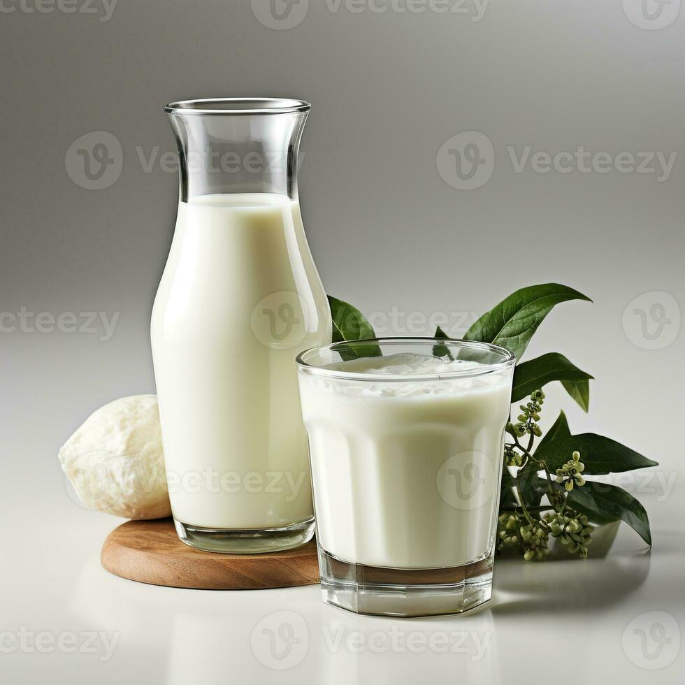 een glas van vers zuiver wit melk ai foto