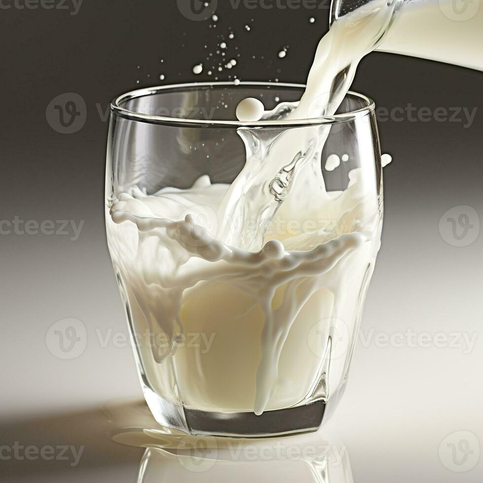een glas van vers zuiver wit melk ai foto