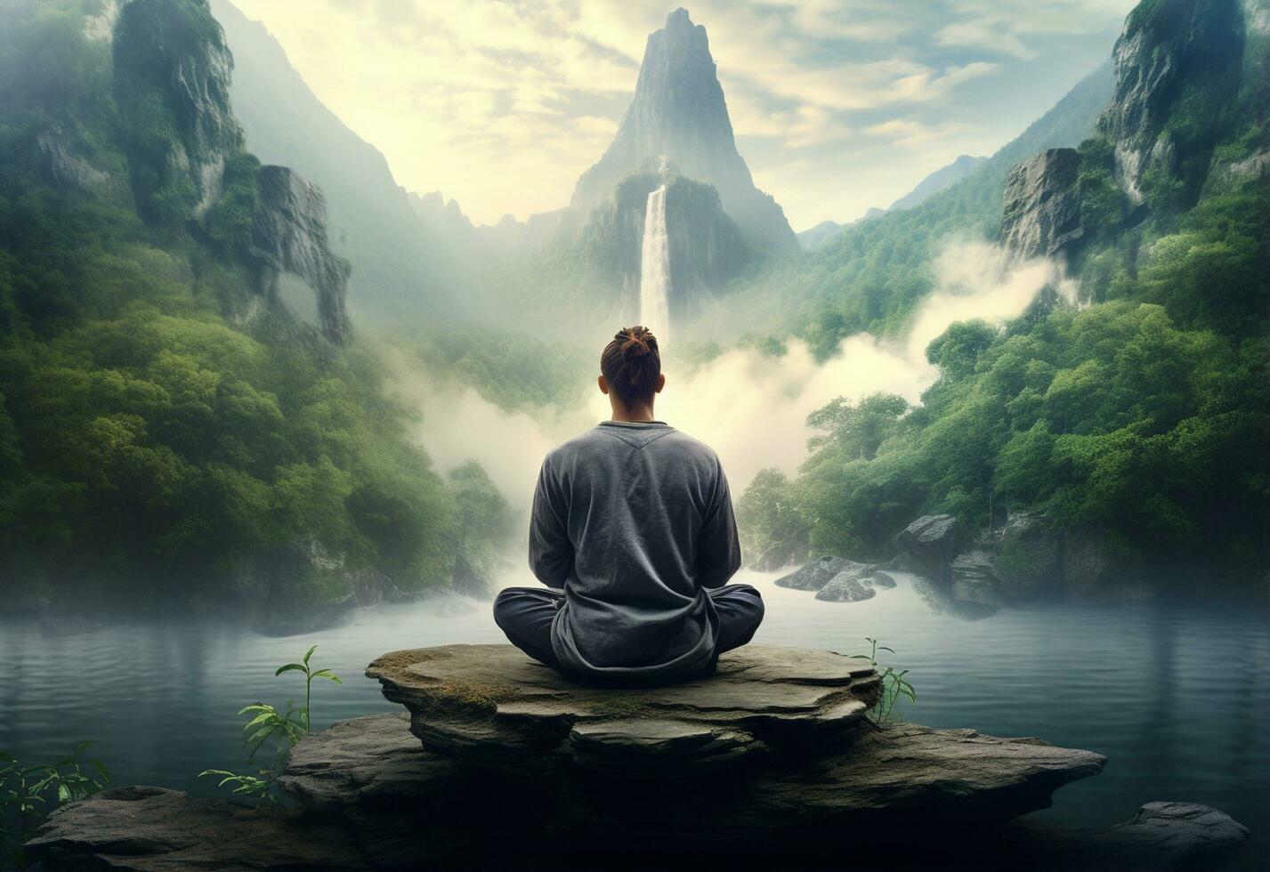 ai generatief foto van een Mens beoefenen opmerkzaamheid en meditatie in een vredig natuurlijk milieu Sony a7s realistisch afbeelding, ultra hd, hoog ontwerp heel gedetailleerd