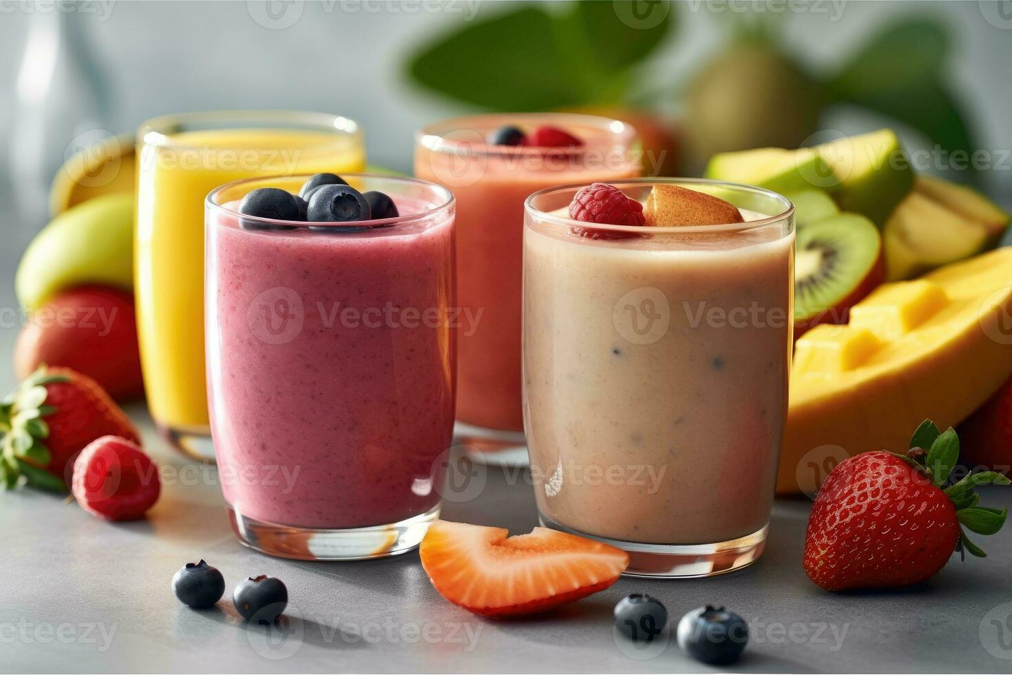 hyper realistisch kwaliteit van fruit smoothies ai gegenereerd foto
