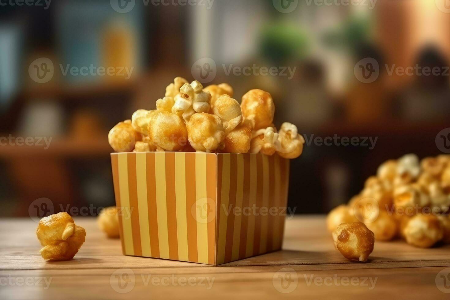 hyper realistisch kwaliteit van karamel popcorn ai gegenereerd foto