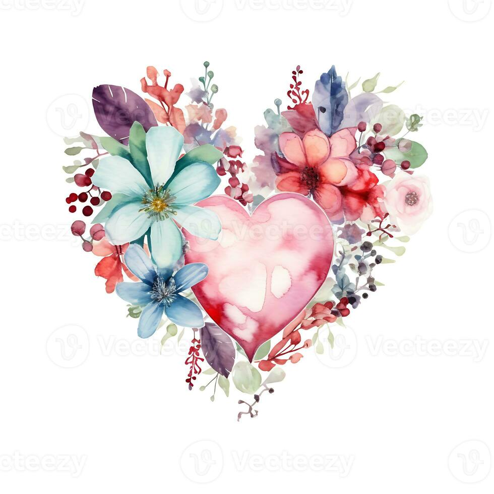 waterverf mooi bloemen vormen hart liefde bloemen clip art foto