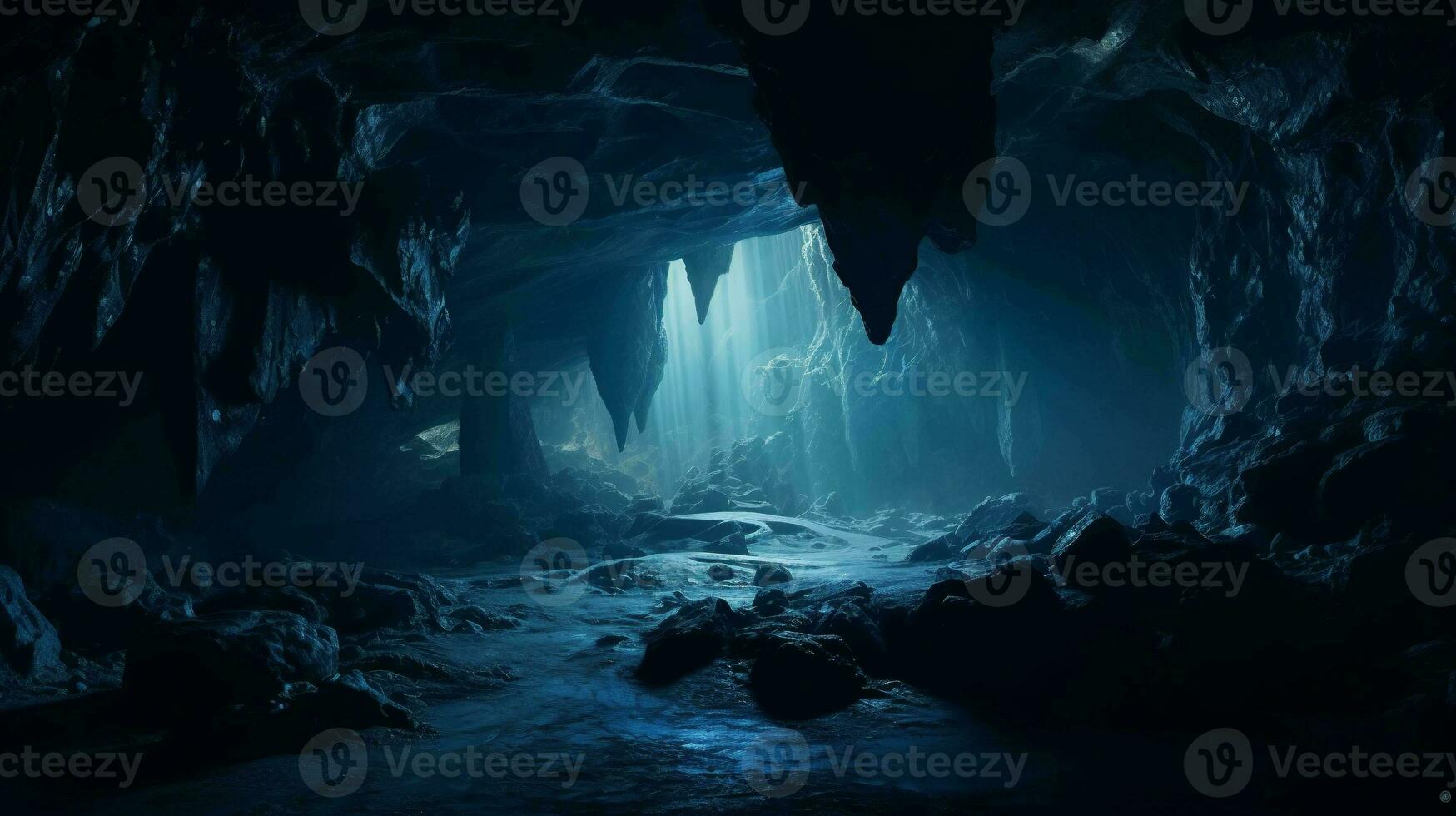 de betoverend diepten van een breed hoek, verbazingwekkend grot, een ondergronds zich afvragen gevangen genomen in levendig realisme foto