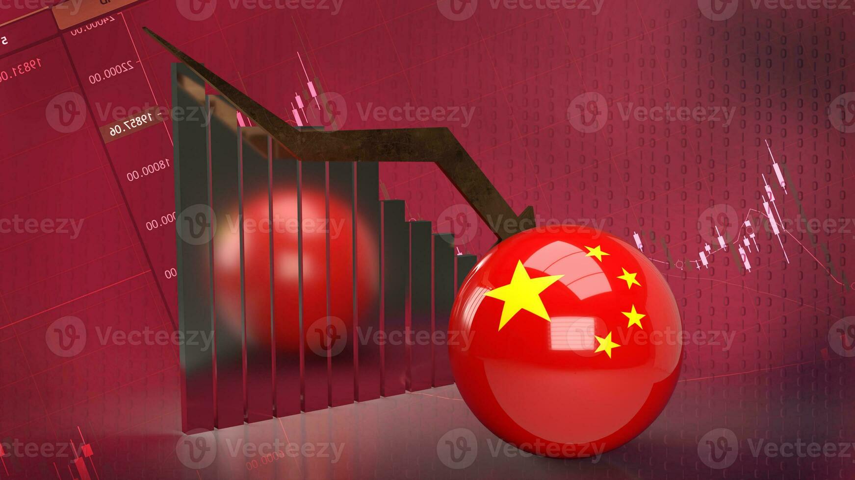 de China vlag en tabel voor bedrijf concept 3d renderen foto