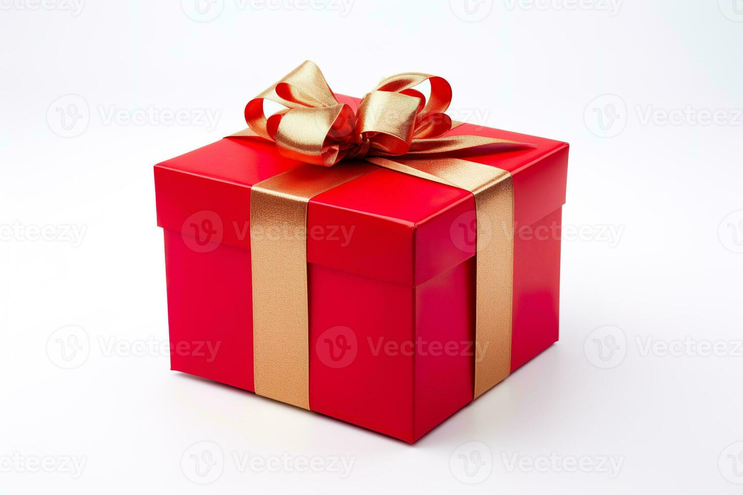 rood giftbox Aan wit achtergrond. generatief ai. foto