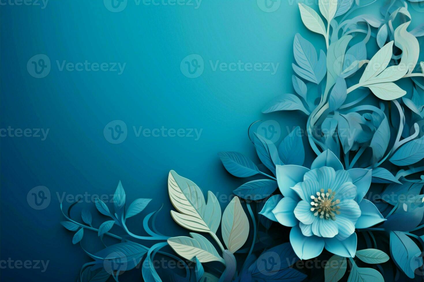 elegant blauw backdrop met bloemen patronen, inclusief de woord blauw ai gegenereerd foto