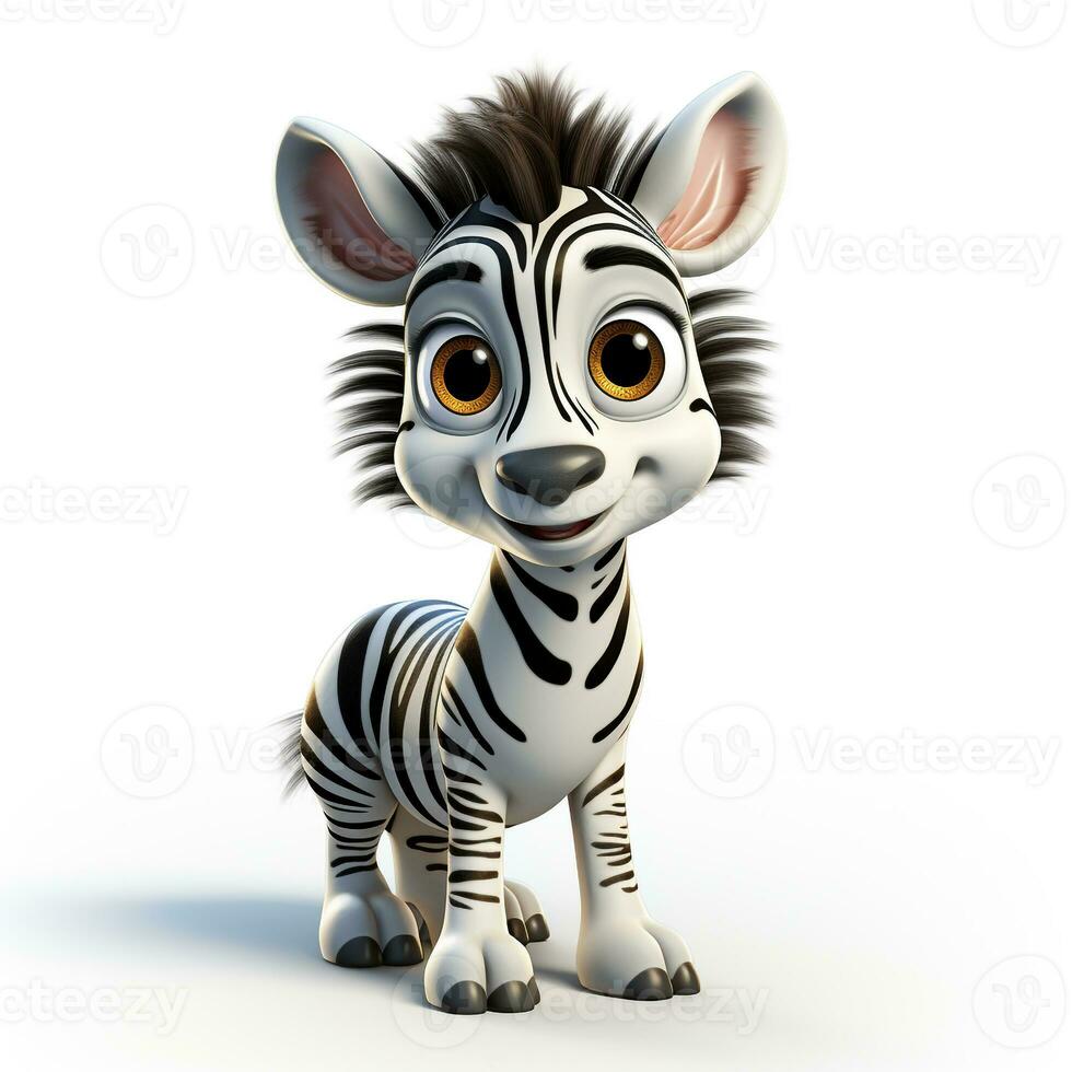 3d tekenfilm schattig zebra ai foto