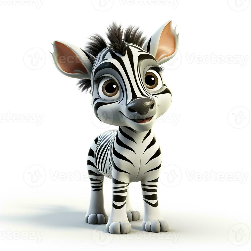 3d tekenfilm schattig zebra ai foto