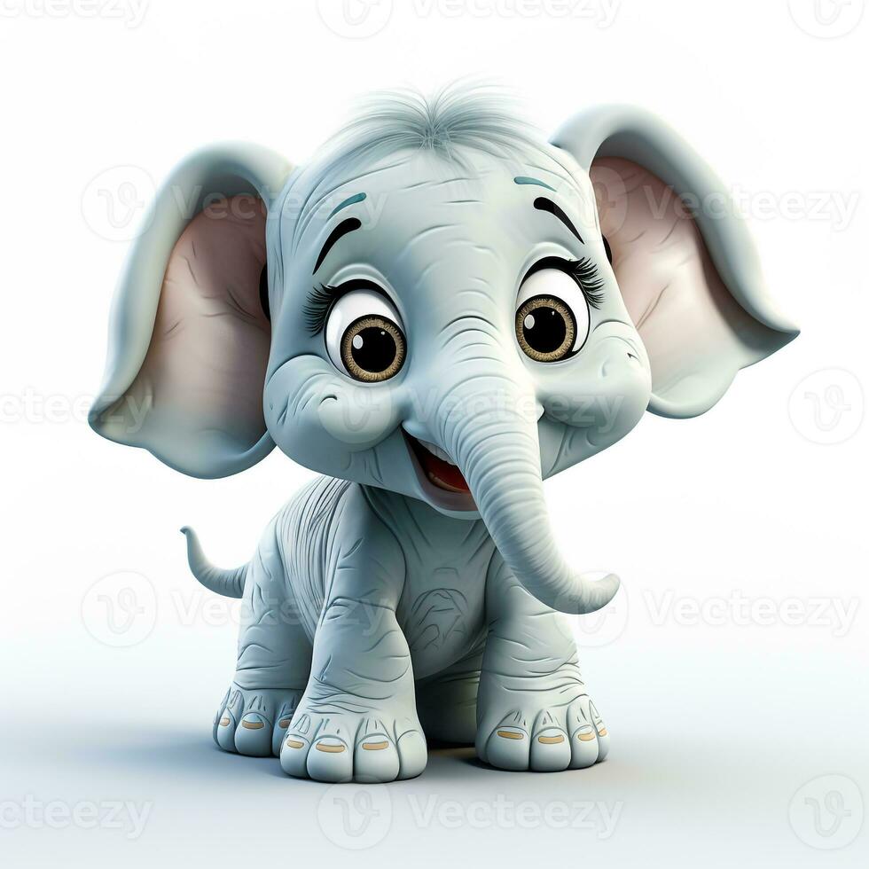 3d tekenfilm schattig olifant ai foto