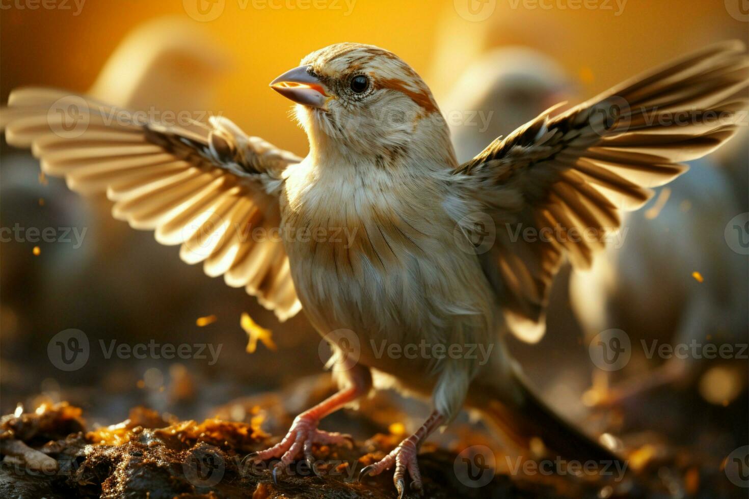 de vogel symfonie passer montanus mussen in een levendig kudde ai gegenereerd foto