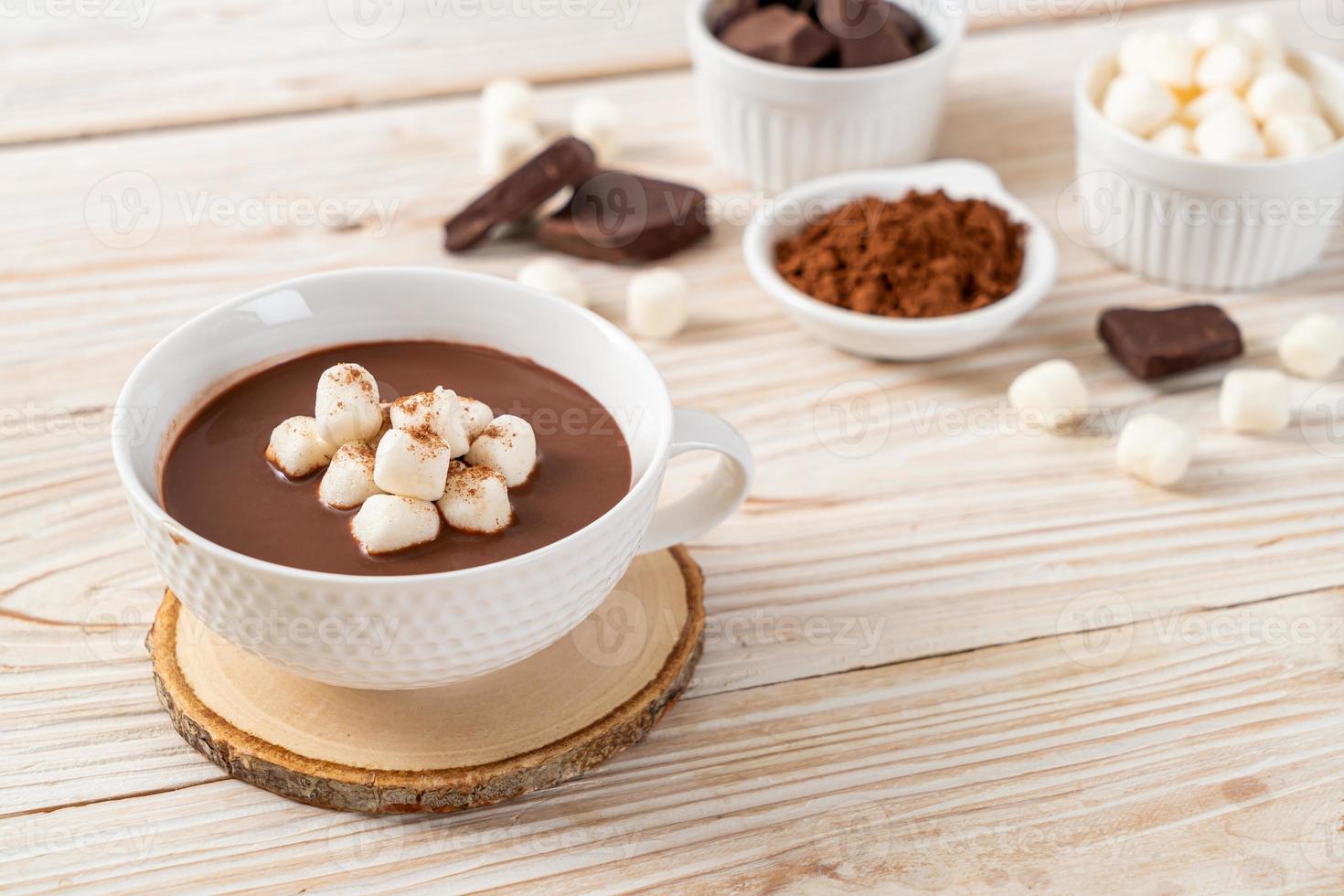 warme chocolademelk met marshmallows in kopje foto