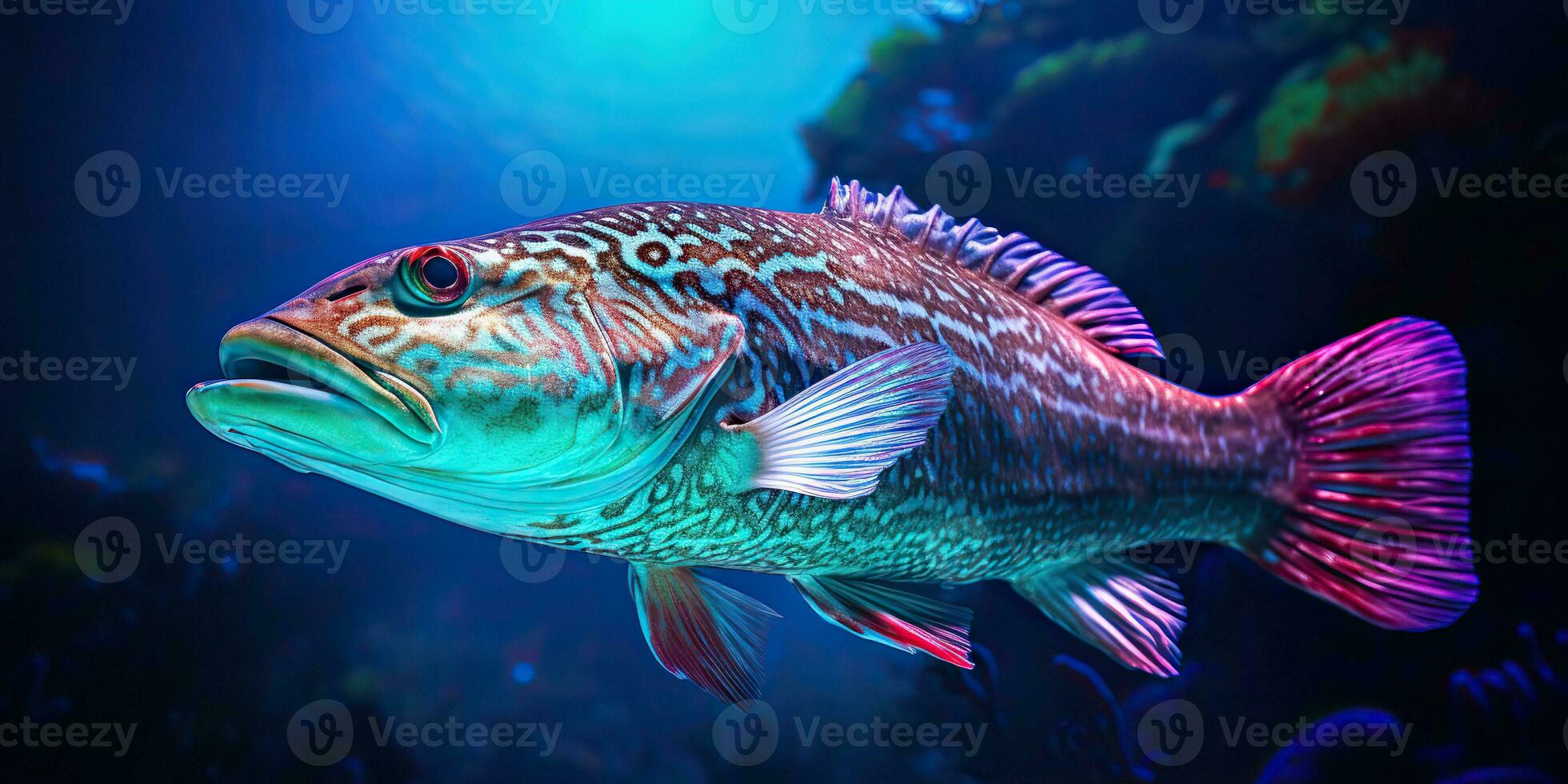ai gegenereerd. ai generatief. realistisch foto illustratie van atlantic kabeljauw vis. visvangst onderwater- wild nautische wereld. grafisch kunst