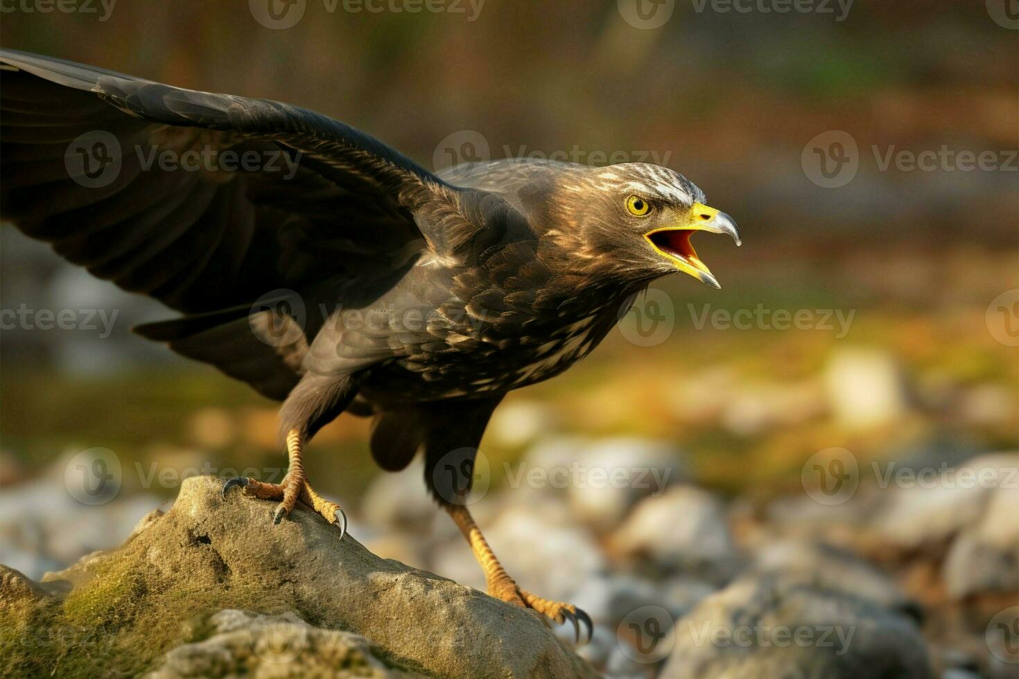 in vlucht, de gemeenschappelijk buizerd buteo buteo exposities antenne genade ai gegenereerd foto