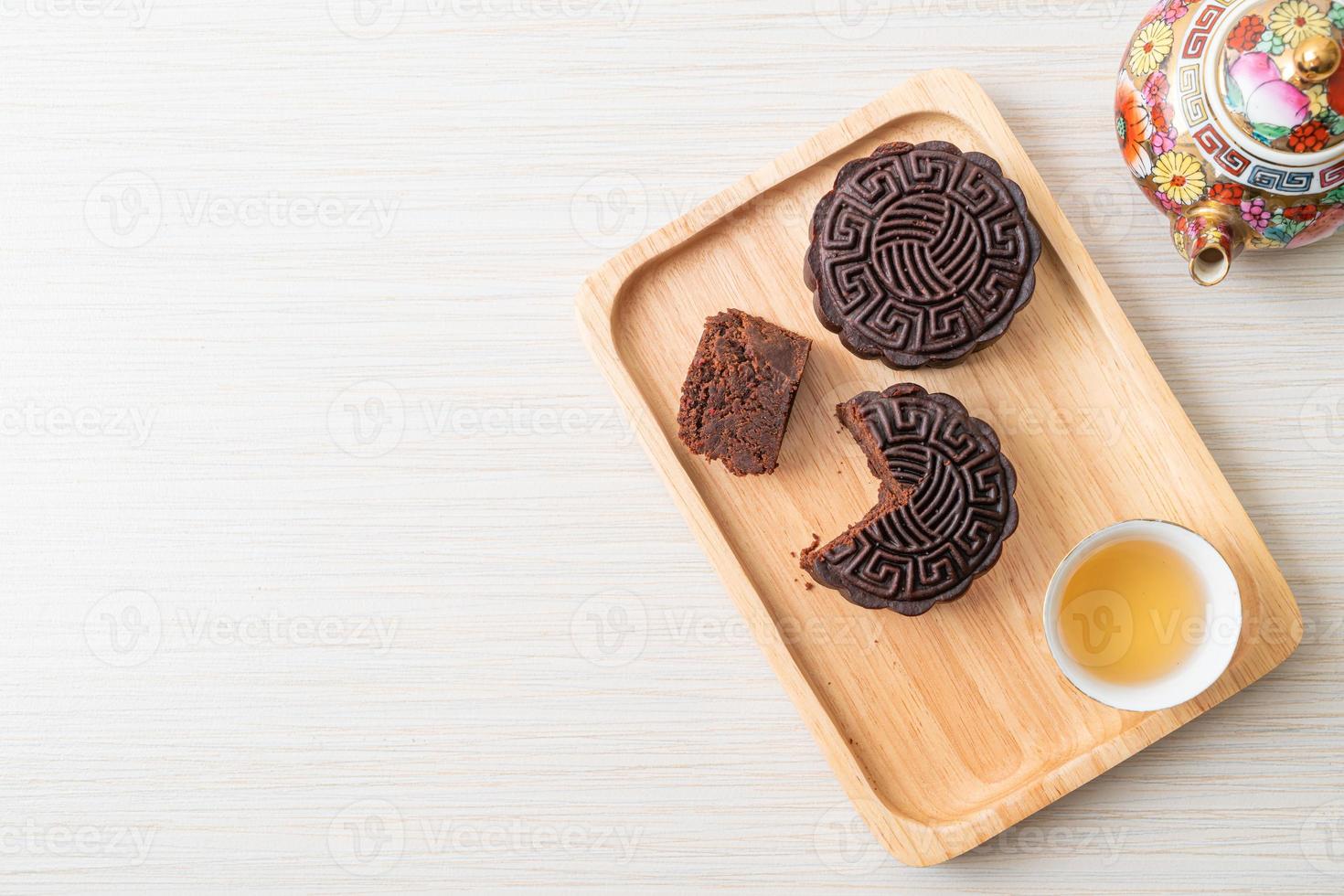 chinese moon cake pure chocolade smaak foto