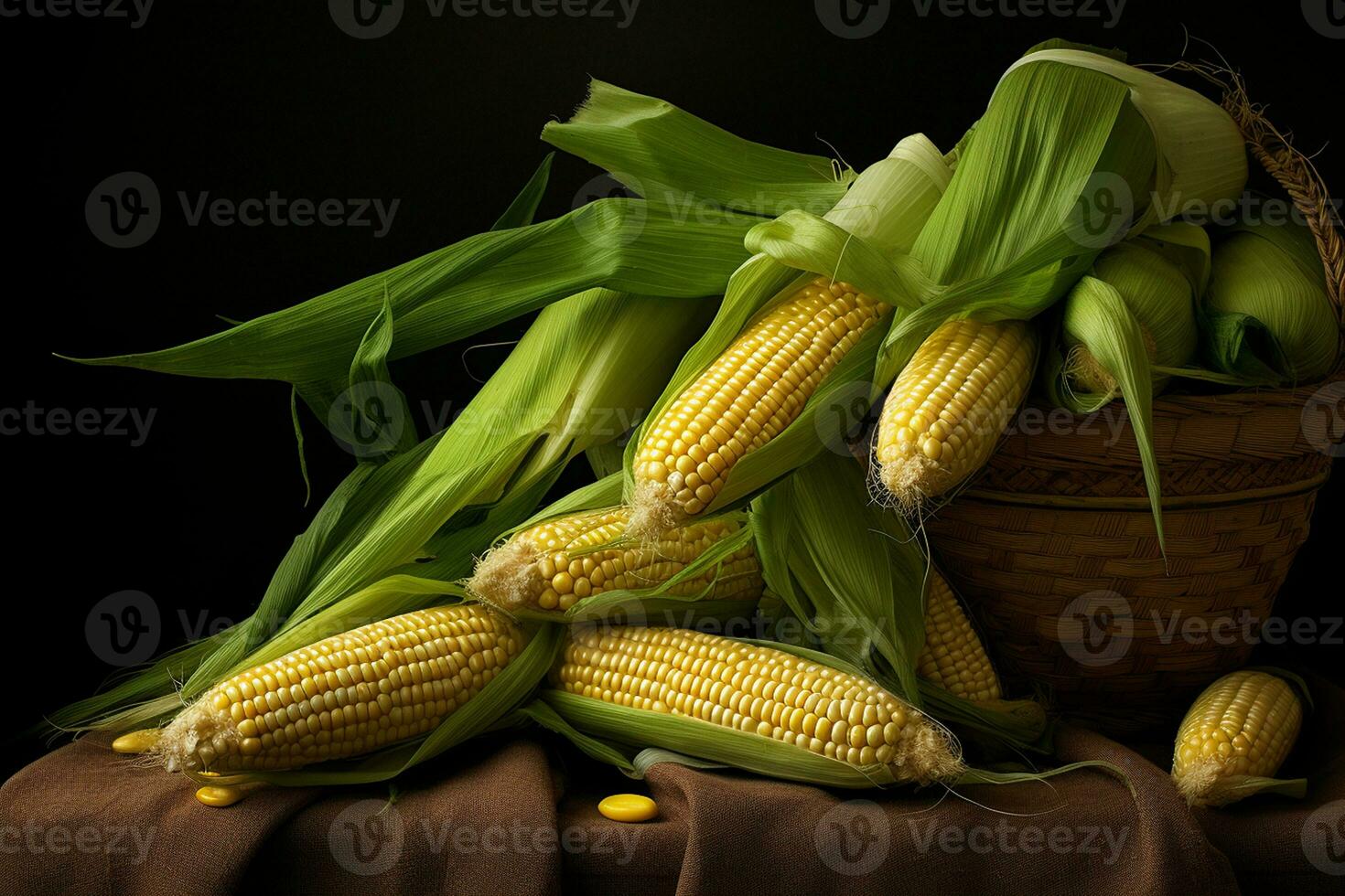 levendig vers maïs kolven klaar naar genieten. generatief door ai foto