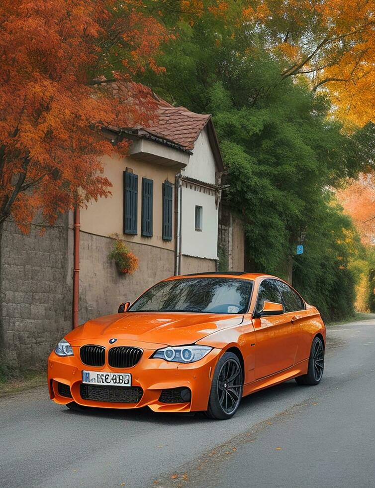 BMW auto Aan de kant van de stad weg ai foto
