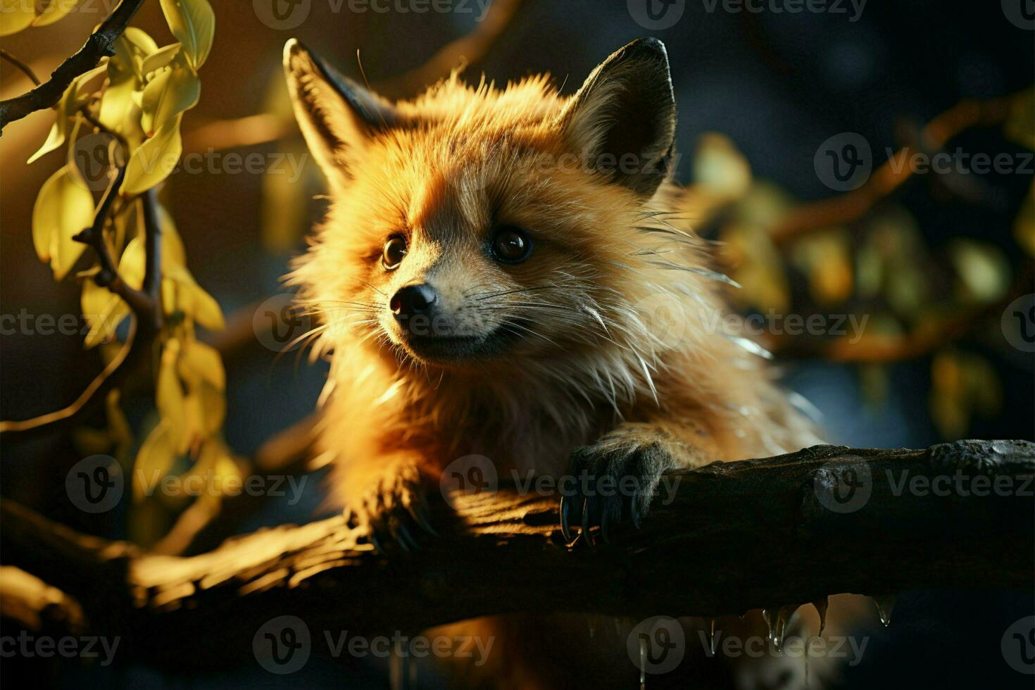 boom Afdeling wiegen hangende vliegend vos, een 's nachts schouwspel van aard elegantie ai gegenereerd foto