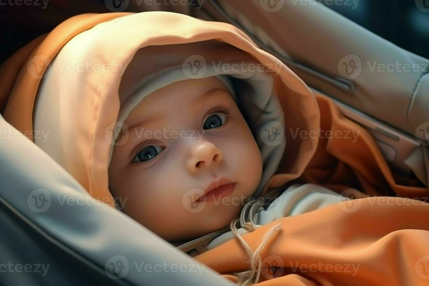 schattig weinig baby jongen zittend in ziekenhuis bed, detailopname. ai gegenereerd pro foto