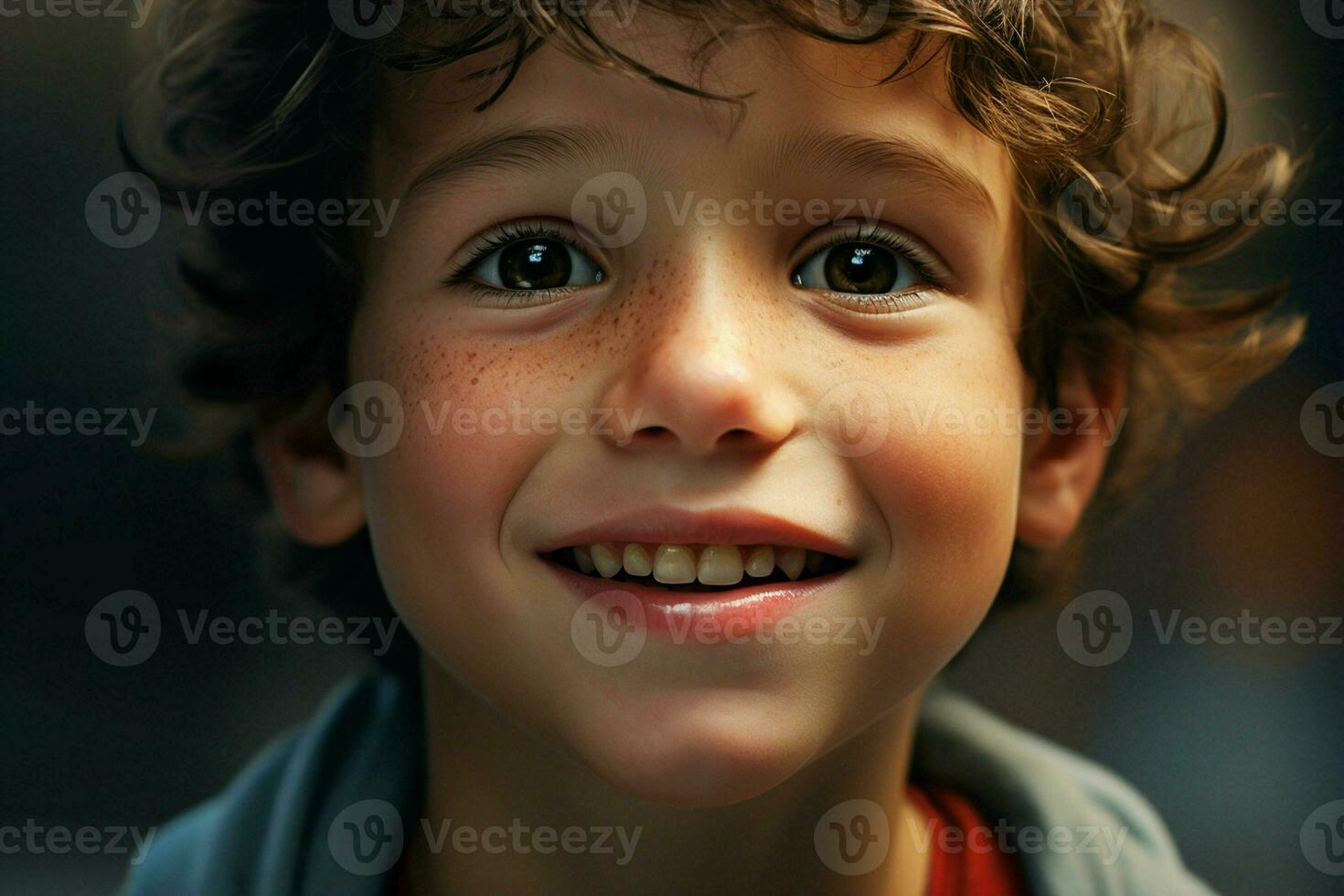 portret van een schattig glimlachen weinig jongen. detailopname. ai gegenereerd pro foto