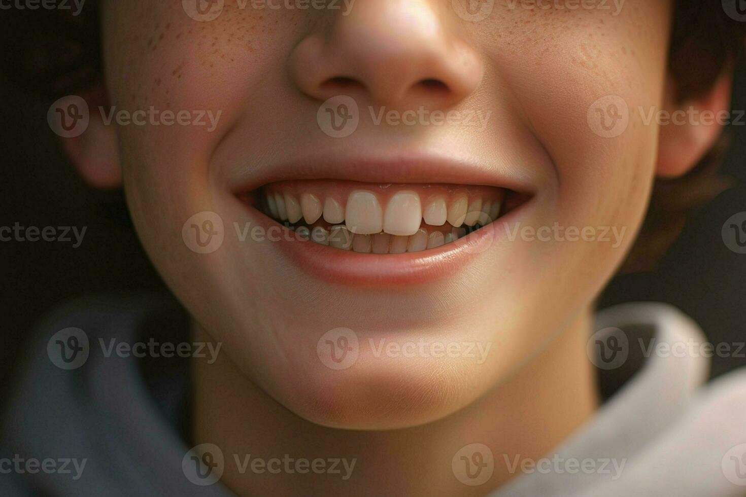 portret van een schattig glimlachen weinig jongen. detailopname. ai gegenereerd pro foto