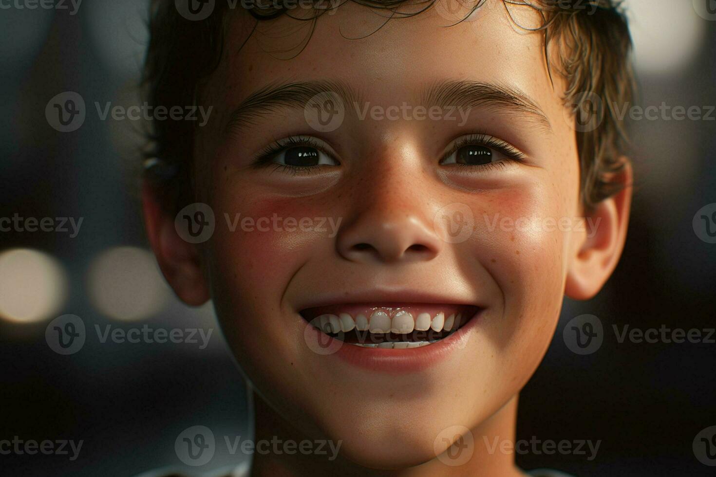 portret van een schattig glimlachen weinig jongen. detailopname. ai gegenereerd pro foto