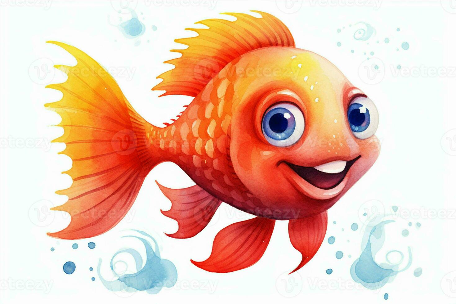 3d weergegeven illustratie van tekenfilm karakter van goudvis met gelukkig uitdrukking. ai gegenereerd pro foto