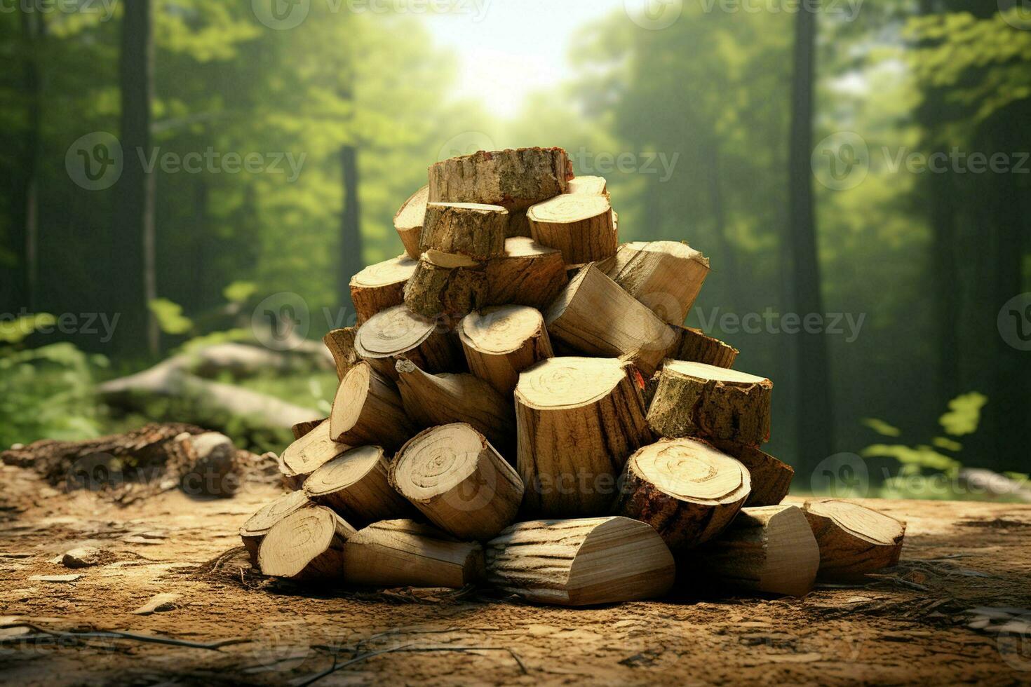 stapel van gehakt brandhout Aan houten tafel, detailopname visie. ai gegenereerd pro foto