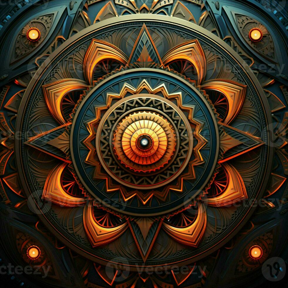 abstract kleurrijk mandala Aan een donker achtergrond. ai gegenereerd. ai gegenereerd pro foto