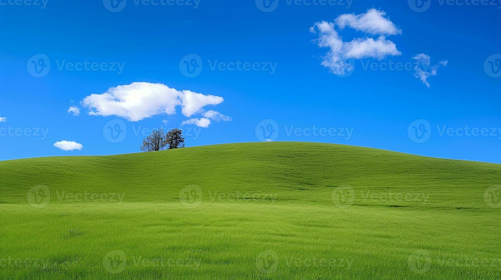 met gras begroeid heuvels met blauw hemel.generatief ai. foto