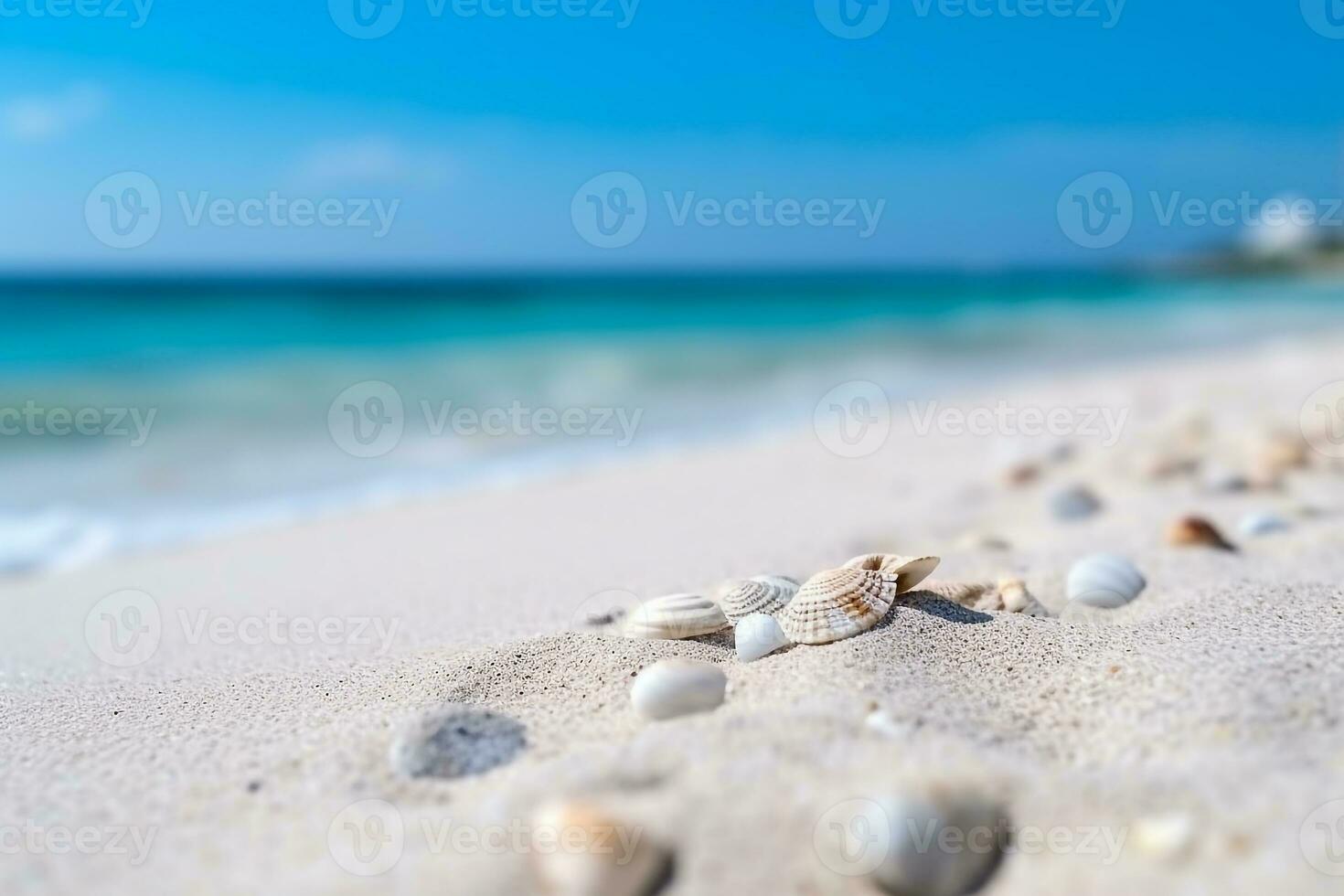 detailopname wit zand prima strand met zee achtergrond.generatief ai. foto