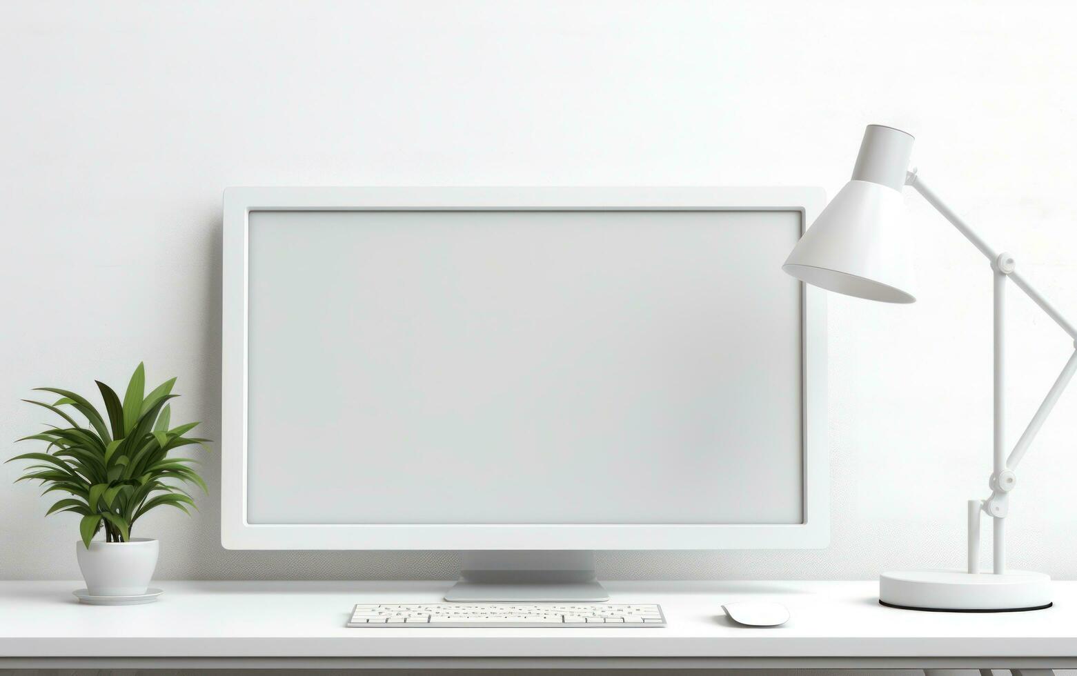 een leeg blanco bureaublad scherm in de kantoor foto