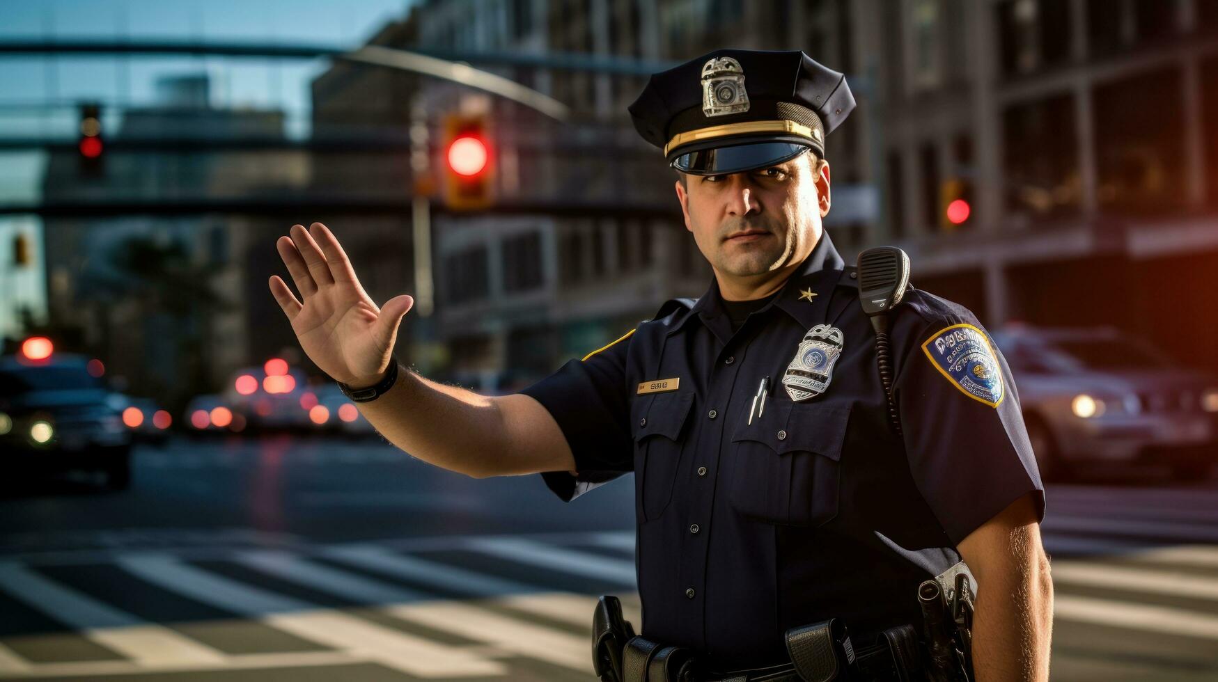 Politie officier Aan de straat foto