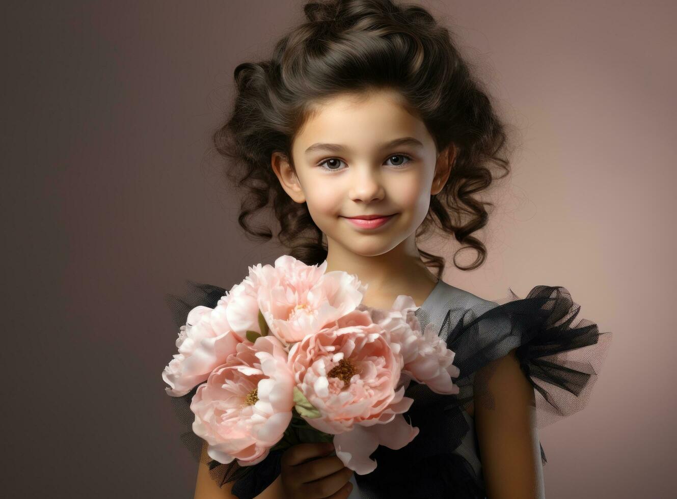 mooi meisje met roze bloemen foto