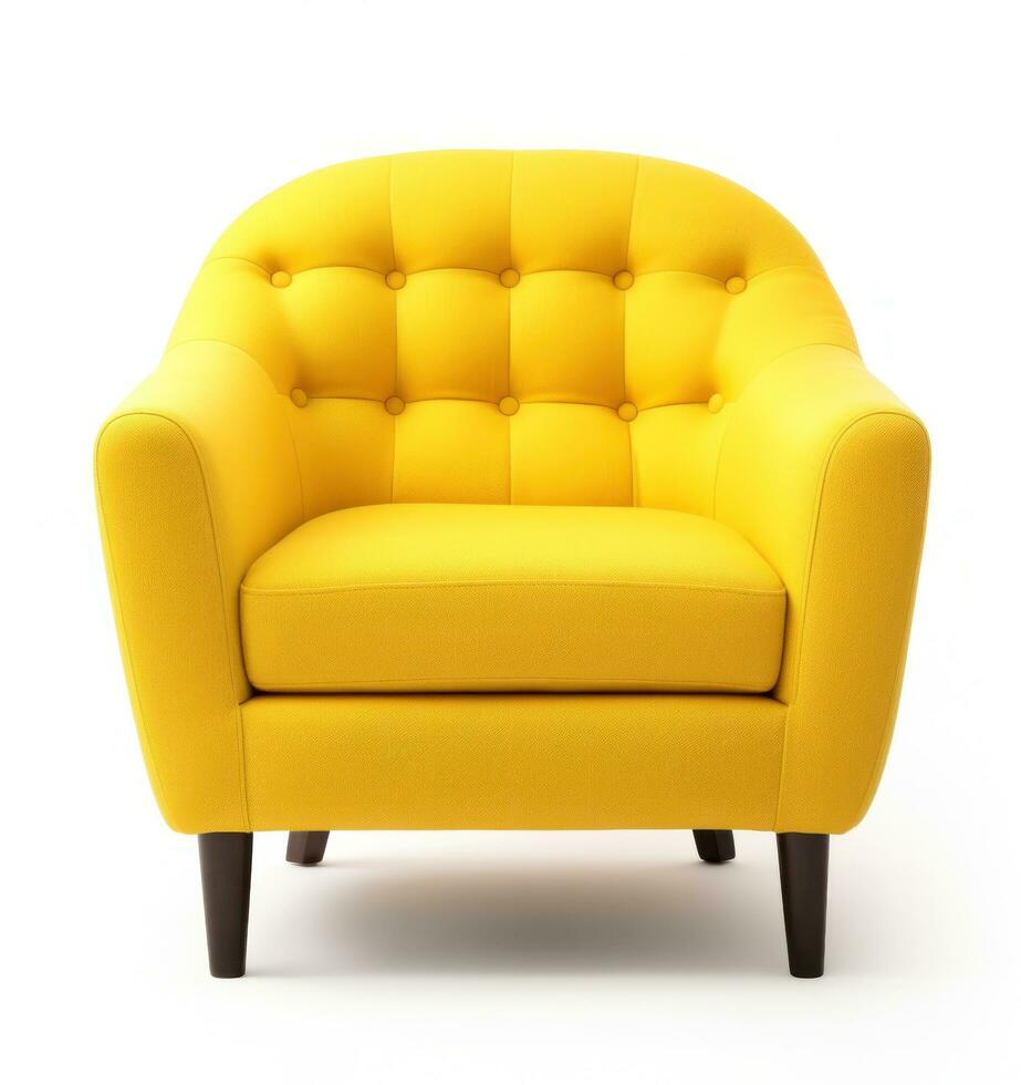 Rechtsaf geel fauteuil geïsoleerd foto