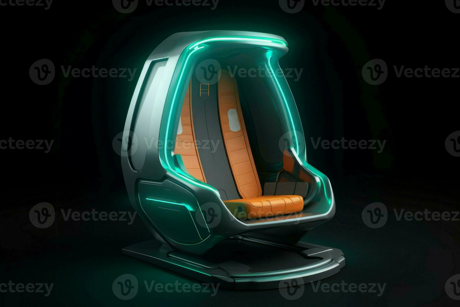 futuristische stoel capsule realiteit. genereren ai foto