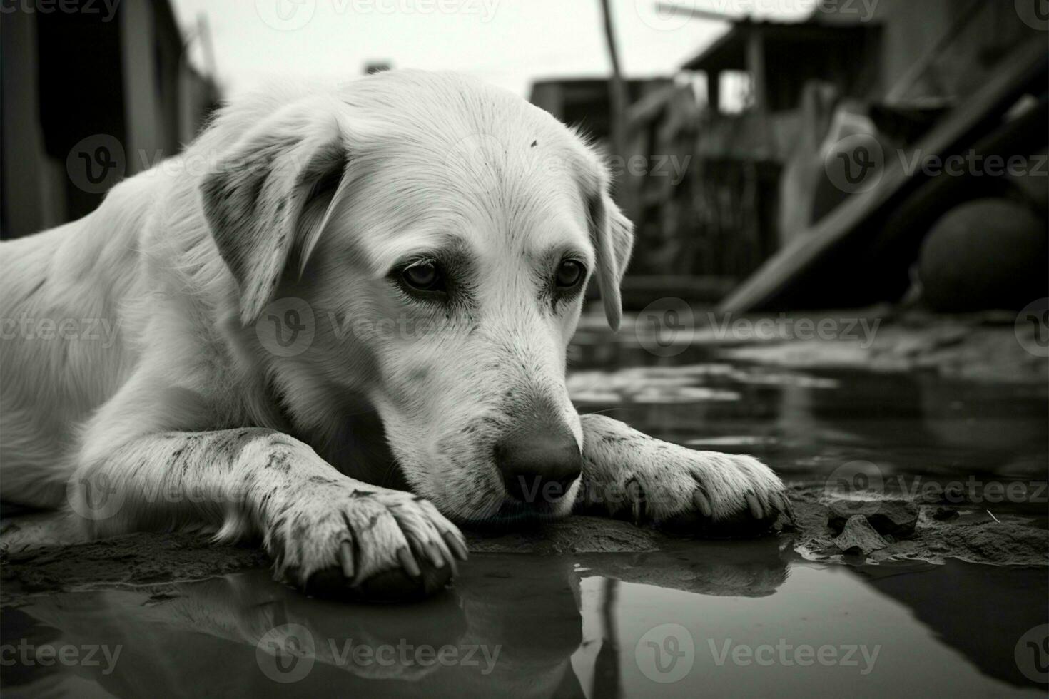 monochroom hond foto's document thailand tropisch depressie met aangrijpend duidelijkheid ai gegenereerd foto